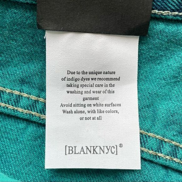 NWT Blank NYC Vintage High-Rise Blue Green Distressed Shorts - Picture 11 of 13